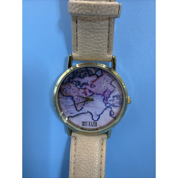 Cote D’Azur Accessories - Cote D’Azur World Map Watch Tested Working Includes New Battery